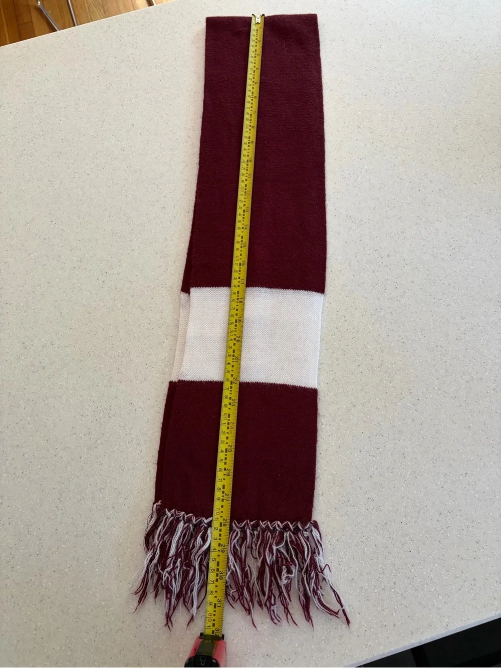 Aquinas College Maroon & White Striped Scarf! Bulldogs! Catholic College Unisex
